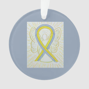 Gray and Yellow Awareness Ribbon Angel Ornaments