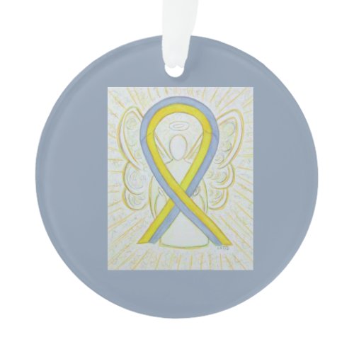 Gray and Yellow Awareness Ribbon Angel Ornaments