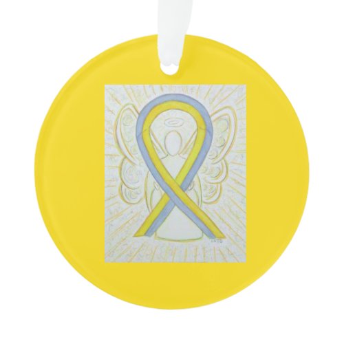 Gray and Yellow Awareness Ribbon Angel Ornaments
