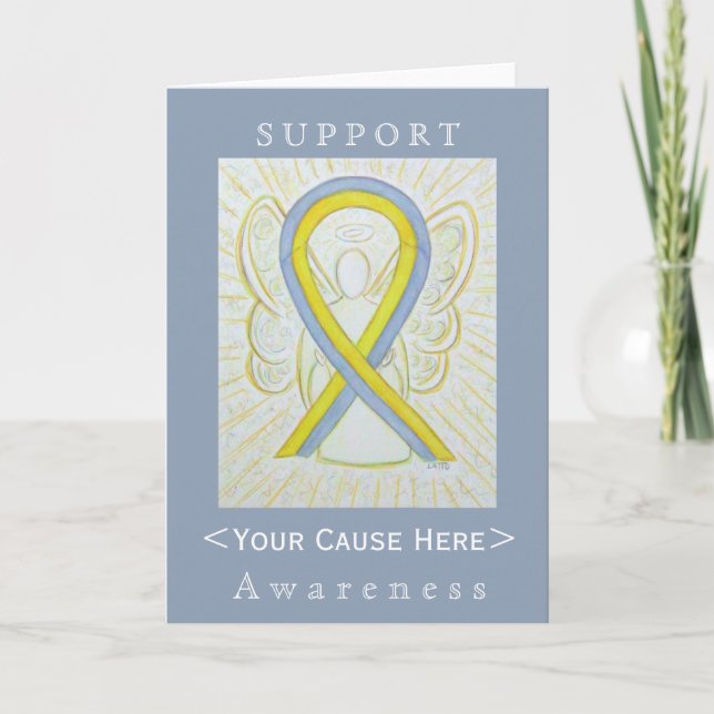 Gray and Yellow Awareness Ribbon Customized Card (Front)