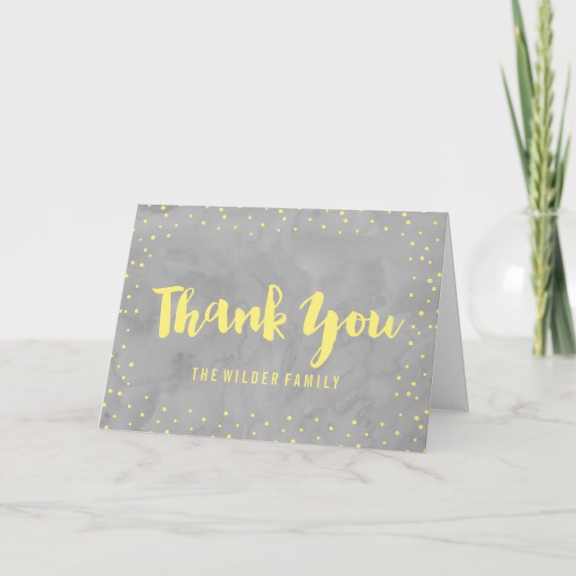 Gray and Yellow Baby Shower | Thank You Card (Front)