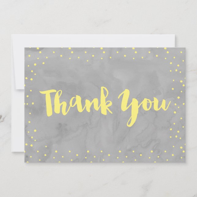 Gray and Yellow Baby Shower | Thank You Card (Front)