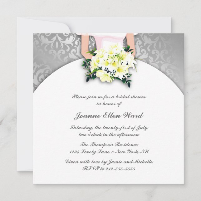 gray and Yellow Bridal Shower Invitation (Front)