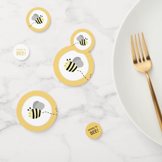 Gray and Yellow Bumble Bee Baby Shower Confetti (Group)