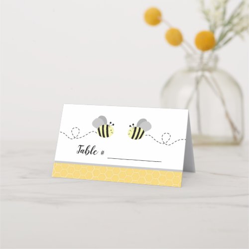 Gray and Yellow Bumble Bee Place Cards