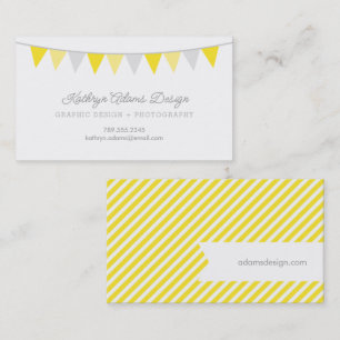 Gray and Yellow Bunting Banner Business Card