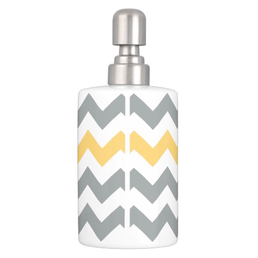 Gray and Yellow Chevron Bath Accessory Set (Back)