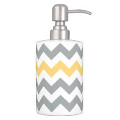 Gray and Yellow Chevron Bath Accessory Set (Right)