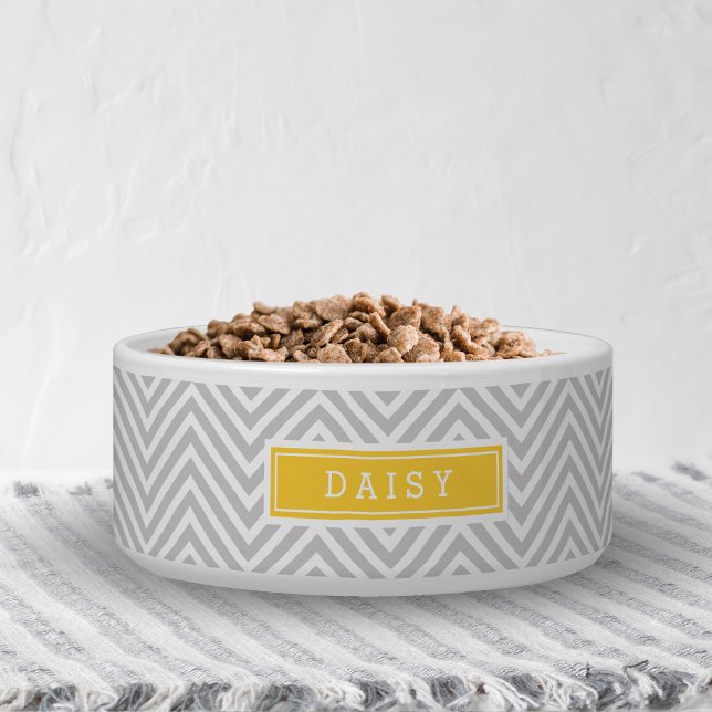 Gray and Yellow Chevron Monogram Bowl (Creator Uploaded)