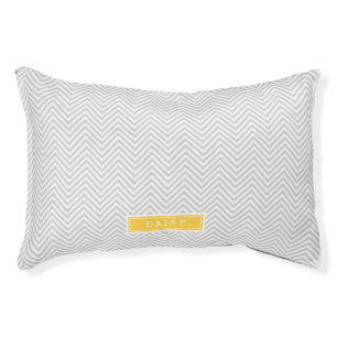 Gray and Yellow Chevron Monogram Pet Bed