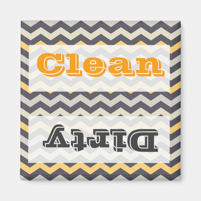 Gray and Yellow Chevron Stripe Zig Zag Kitchen Set Magnet (Front)