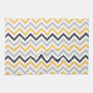 Gray and Yellow Chevron Stripes Pattern Kitchen Towel