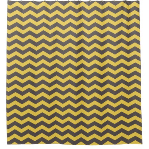 Gray and Yellow Chevron Stripes Shower Curtain