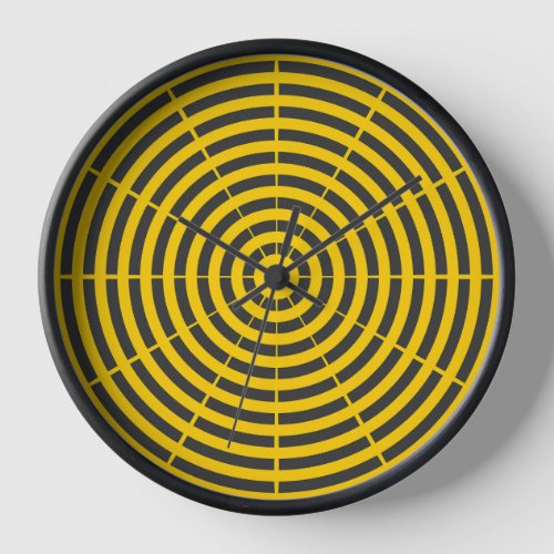 Gray and Yellow Clock with Hour Lines