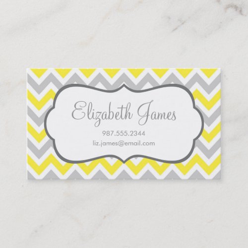 Gray and Yellow Colorful Chevron Stripes Business Card