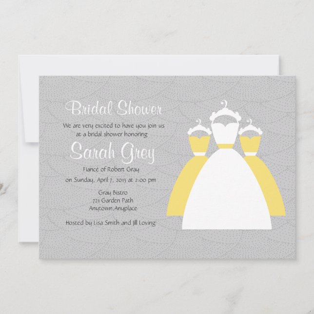 Gray And Yellow Custom Bridal Shower Invites (Front)