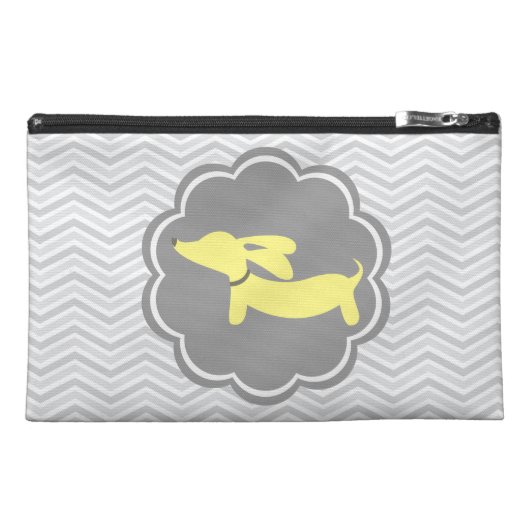 Gray and Yellow Dachshund Wiener Dog Accessory Bag (Front)