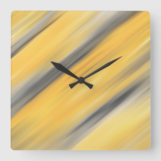 Gray and Yellow Diagonal Abstract Square Wall Clock (Front)