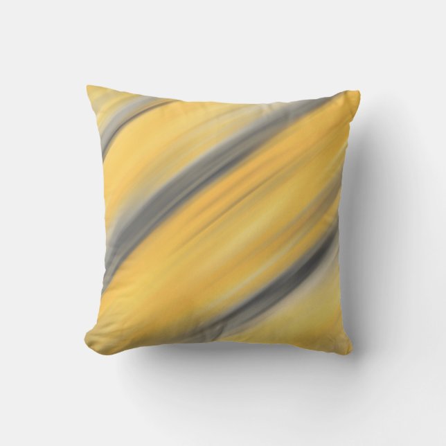 Gray and Yellow Diagonal Abstract Throw Pillow (Front)