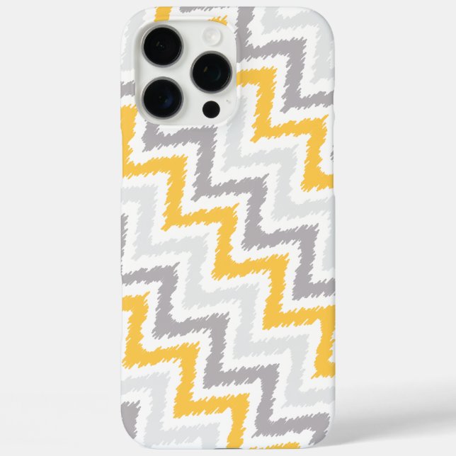 Gray and Yellow Diagonal Zigzag Ikat Pattern Case-Mate iPhone Case (Back)