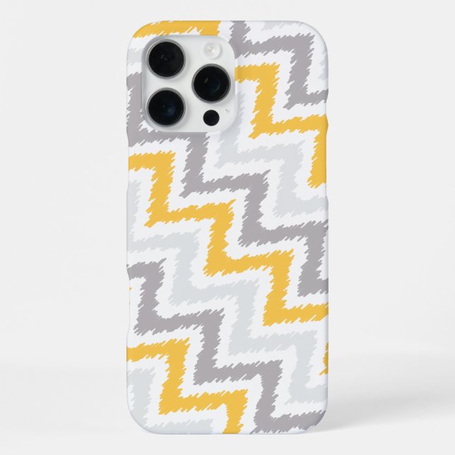 Gray and Yellow Diagonal Zigzag Ikat Pattern Iphone Case (Back)