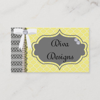 Gray and Yellow Diva Business Card