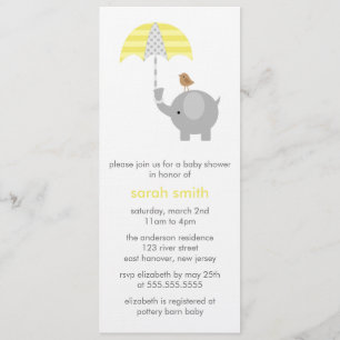 Gray and Yellow Elephant Baby Shower Invitation