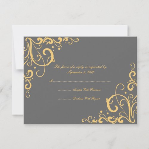 Gray and Yellow Flourish Wedding RSVP