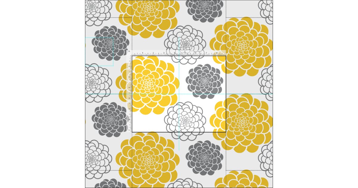 Gray and Yellow Flowers Fabric Zazzle