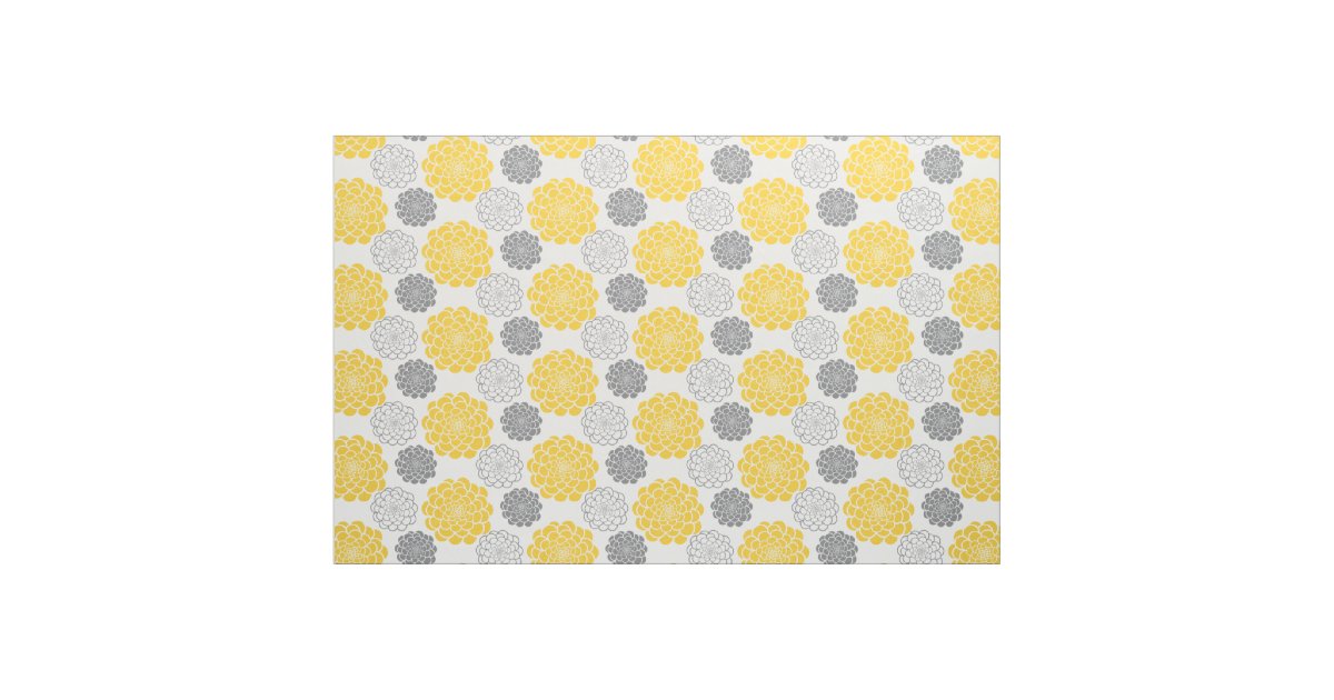 Gray and Yellow Flowers Fabric Zazzle
