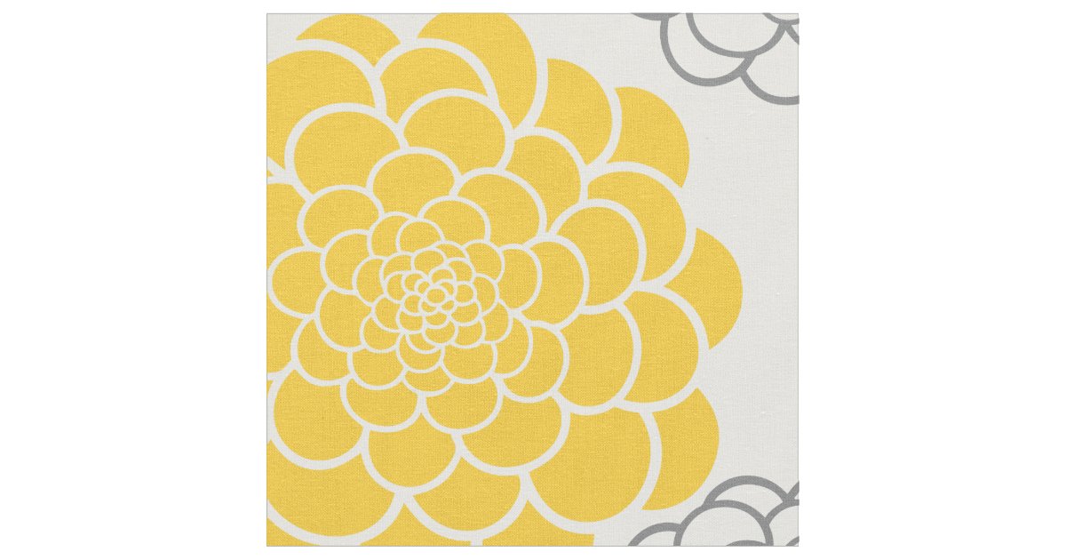 Gray and Yellow Flowers Fabric Zazzle