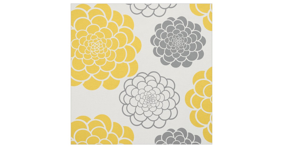 Gray and Yellow Flowers Fabric