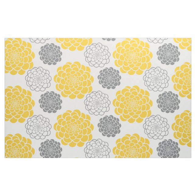 Gray and Yellow Flowers Fabric (Fat Quarter)