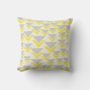 Gray and Yellow Geometric Pattern Throw Pillow