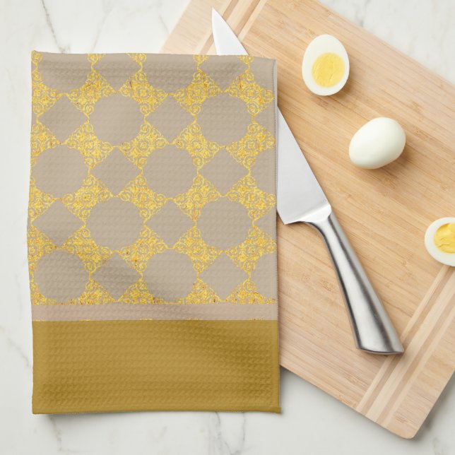 Gray And Yellow Kitchen Towel (Quarter Fold)