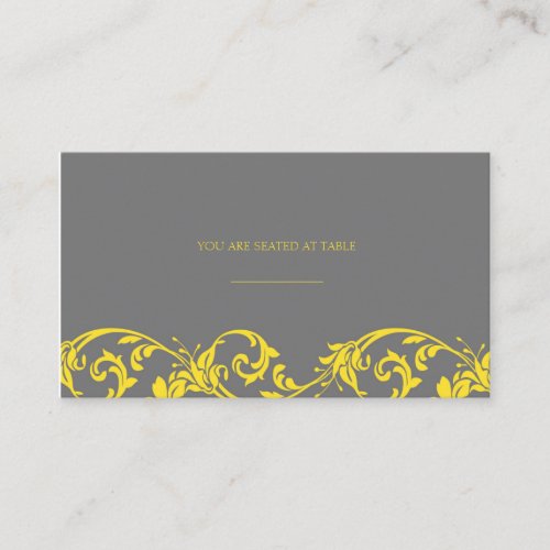 Gray and Yellow Lace Wedding Placecards Business Card Template
