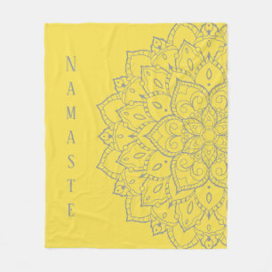 Gray and Yellow Mandala Fleece Blanket