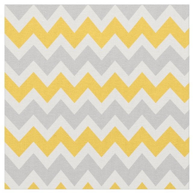 Gray and Yellow Modern Chevron Fabric (Close Up)