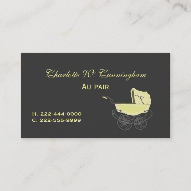 Gray and Yellow Nanny Custom Business Card (Front)
