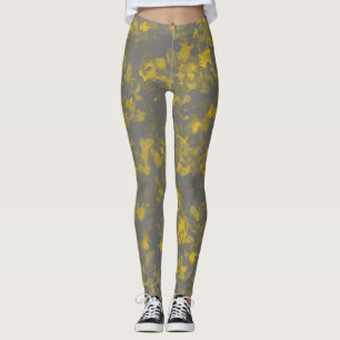 Gray and Yellow Paint Splashes Leggings