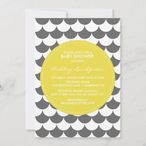 Gray and Yellow Pattern Baby Shower Invitation