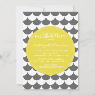 Gray and Yellow Pattern Engagement Invitation