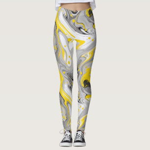 Gray and Yellow Pattern Leggings