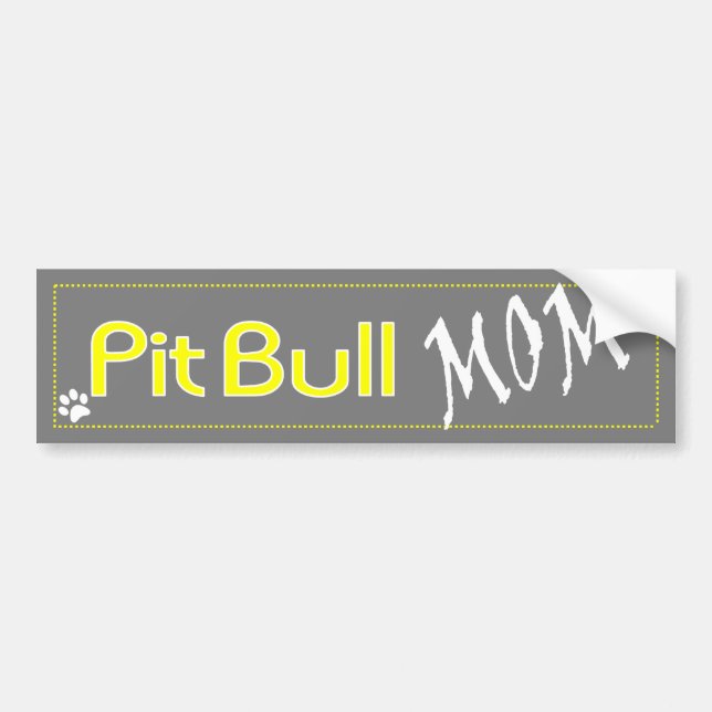 Gray and Yellow Pit Bull Mom Bumper Sticker (Front)