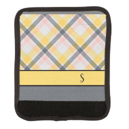 Gray and Yellow Plaid Monogram Luggage Handle Wrap