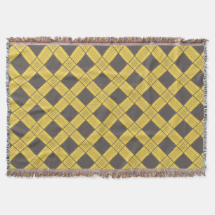 Gray and Yellow Plaid Throw Throw Blanket