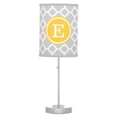 Gray and Yellow Quatrefoil Custom Monogram Table Lamp (Front)