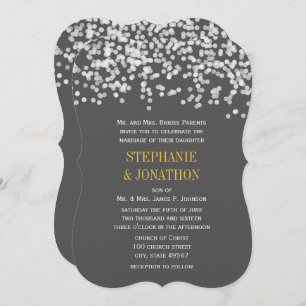 Gray and Yellow Romantic Starry Evening Wedding Invitation