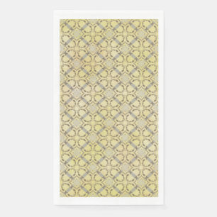 Gray and Yellow Scrolled Diamond Pattern Paper Guest Towels