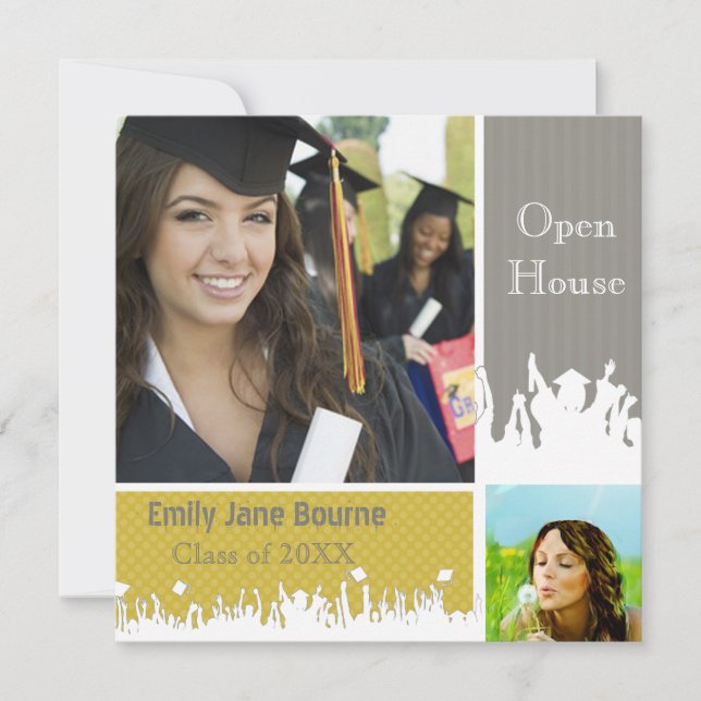 Gray and Yellow Senior Pictures Class of 2012 Announcement (Front)